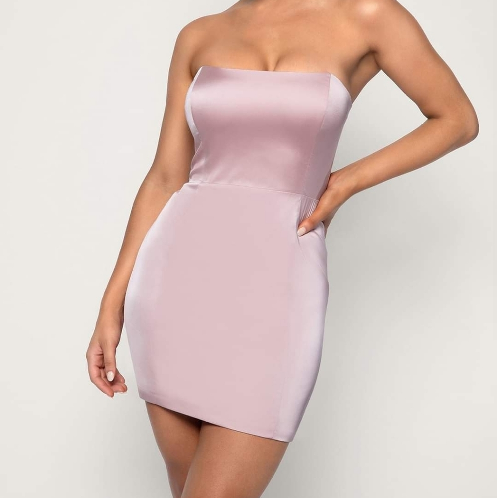 Kalita blush strapless satin mini dress